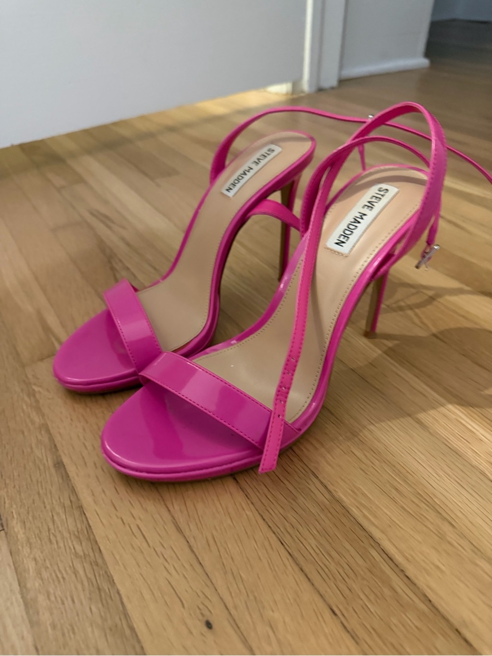 Steve Madden Hot Pink Patent Strappy Stiletto Heels
